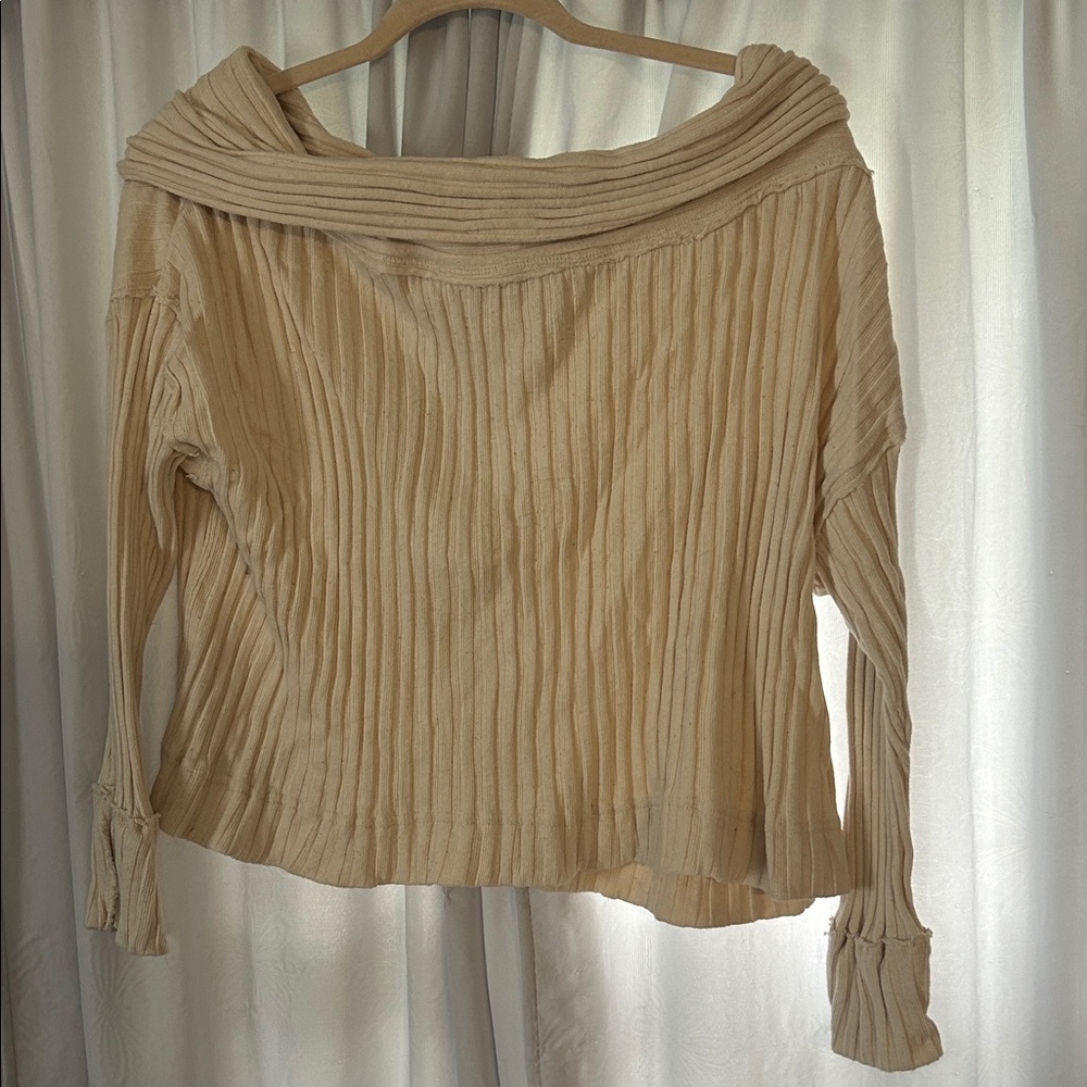 Free People Cream Off-the-Shoulder Sweater